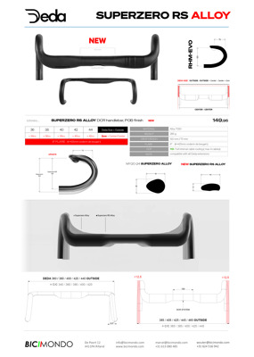 Deda Elementi SUPERZERO RS ALLOY handlebar, RHM-EVO, 42CM, AL7050, POB fin