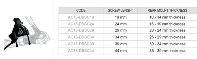 Campagnolo 2 x 44mm screws for 35-39 mm rear mount thickness