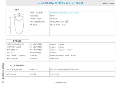 Campagnolo BORA ULTRA WTO 45 DB 2WF C23 PAIR N3W TEAM