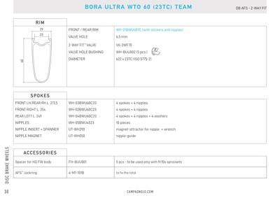 Campagnolo BORA ULTRA WTO 60 DB 2WF C23 PAIR N3W TEAM