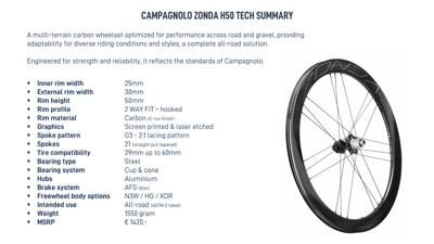 Campagnolo ZONDA H50 DB -  C25 - Carbon Wheelset