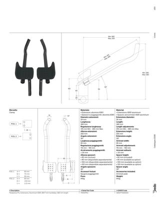 Deda Elementi Parabolica Pro, extensions, aluminium 6061, Ø31.7mm handlebar, 385mm lengt