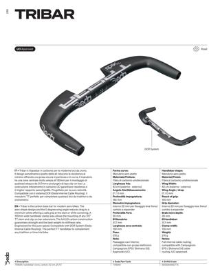 Deda Elementi TRIBAR carbon base handlebar, 42cm, Black, Carbon UD