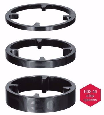 HSS ALLOY SPACERS, Ø46 , anodized, Black on Black logo, (3 p
