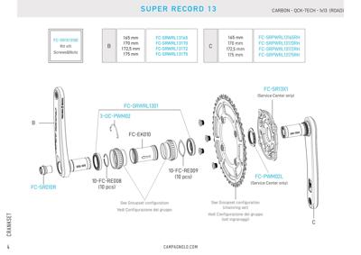 Campagnolo 165mm - SR 1x13s Crankarm set - ( Tita / 45,8 CL )