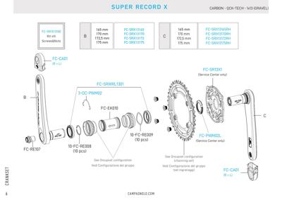 Campagnolo 172.5mm - SRX Crankarm set - 1x13s ( Steel / 47,5mm WIDE chainline )