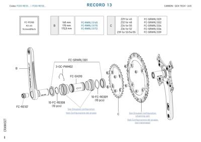 Campagnolo Crankarm set  RE 13s - 172.5mm