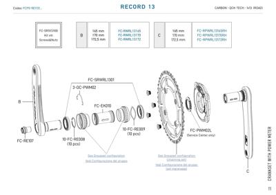 Campagnolo Crankarm set RE  1x13s PWM -  165mm