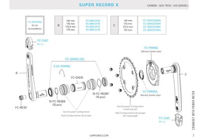 Campagnolo 170mm - SRX PWM Crankarm set  -  1x13s ( Steel / 47,5mm WIDE chainline )