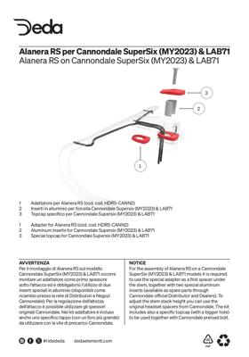 Deda Elementi CANNONDALE (SuperSix 2023 &LAB71) spacer adapter for Alanera RS