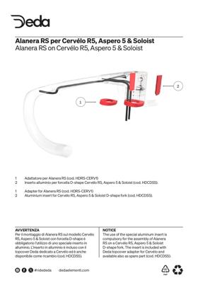 Deda Elementi CERVELO (R5, Aspero 5 & Soloist) topcover adapter for Alanera RS