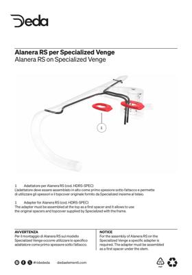 Deda Elementi SPECIALIZED (Venge) spacer adapter for Alanera RS