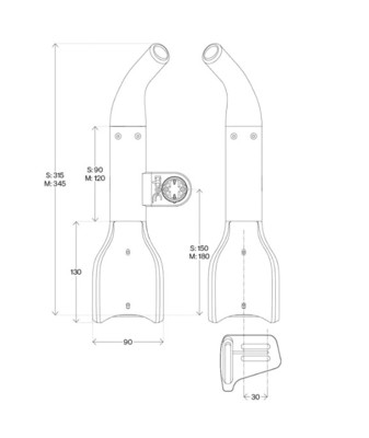 Deda Elementi JET2 Hydro extensions, Dedacciai V107 aluminium, Medium, 345