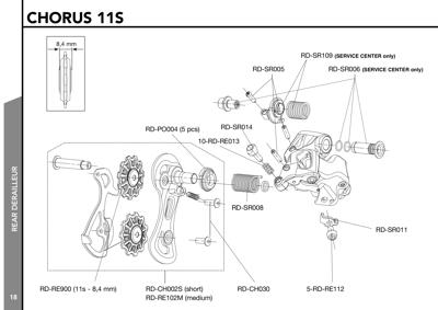 Campagnolo CHORUS (HO) 11s rear der. - medium cage MY15-19