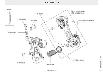 Campagnolo CENTAUR BLACK 11s rear der. medium cage