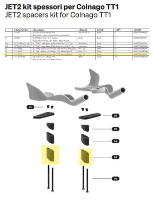 JET TWO spacer for Colnago TT1, 40mm (2 pcs)
